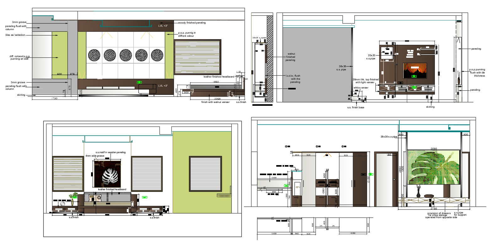 DWG Drawing Best Wall Elevation Of Bed Room Interior Design Autocad File  Fri Dec 2019 06 14 30 