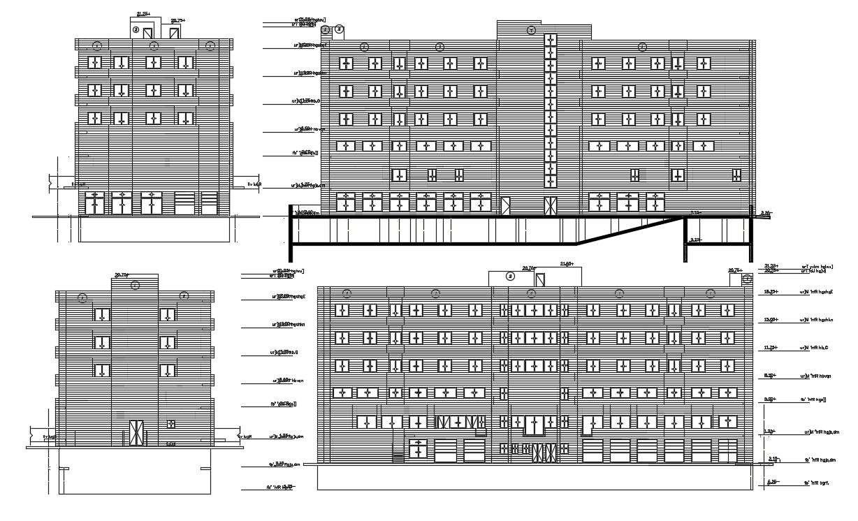 DWG Drawing Simple Elevation Of Commercial Building