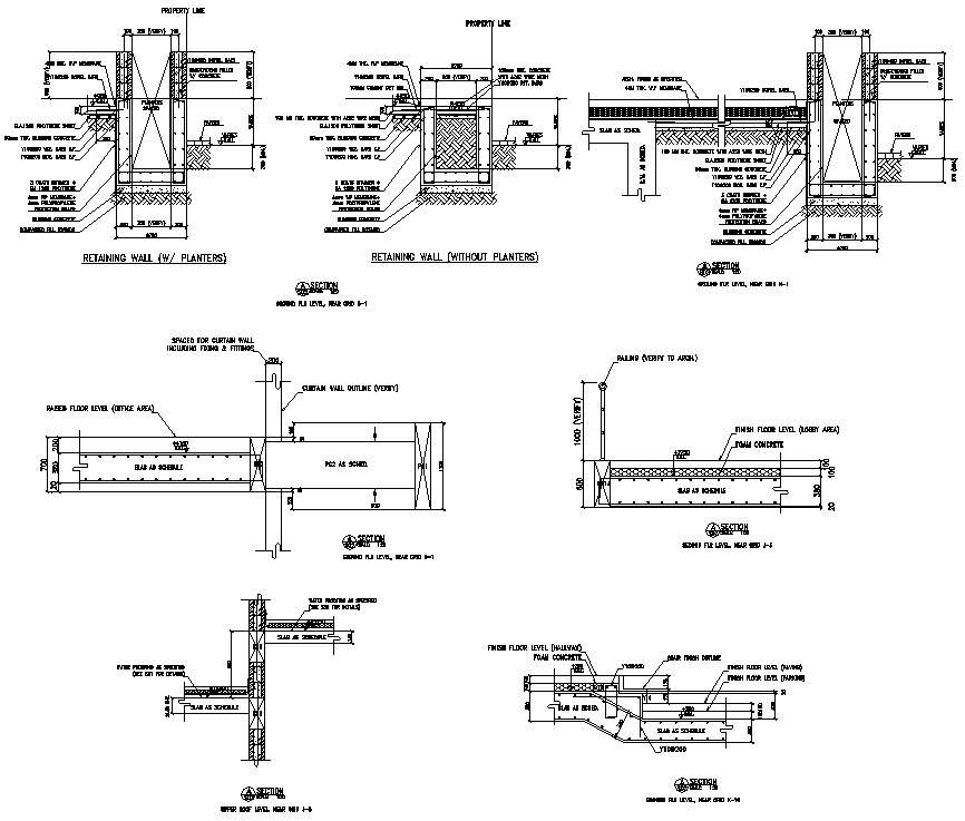 DWG 2D CAD file of the retaining with and without planters section ...