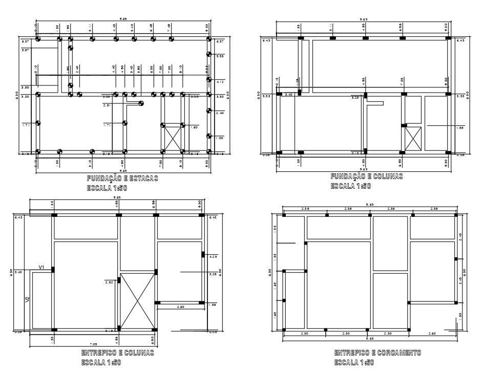 Bored Pile Layout And Section Details Autocad Drawing Dwg 335