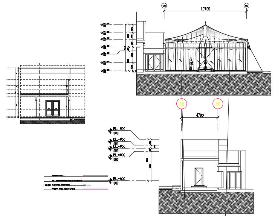 Dwg Autocad Drawing Of The Single Storey House Elevation And Section Details Download The