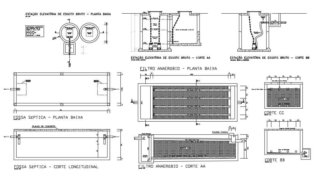 DWG CAD Drawing of the Sanitary hydro project, urban terminal section ...