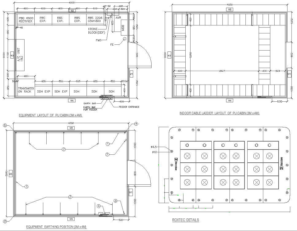 DWG drawing of the 40meter telecommunication tower Equipment layout and ...