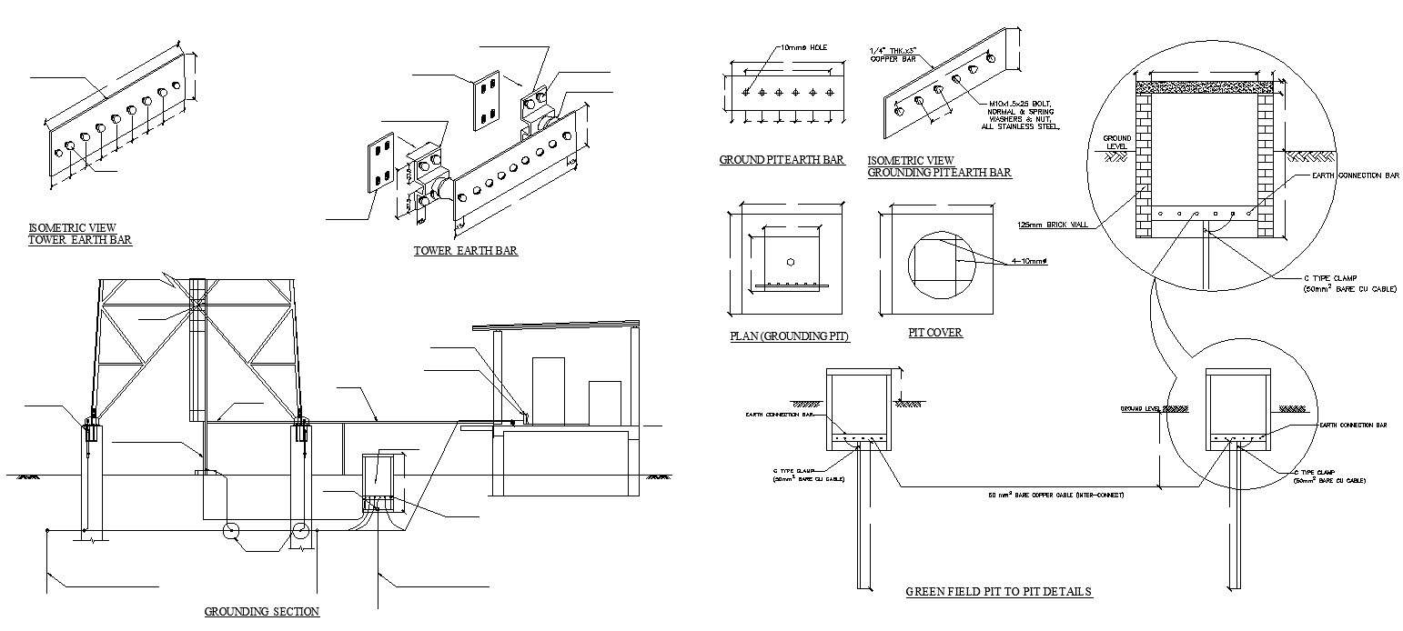 DWG drawing of the 40meter telecommunication tower green field pit to ...