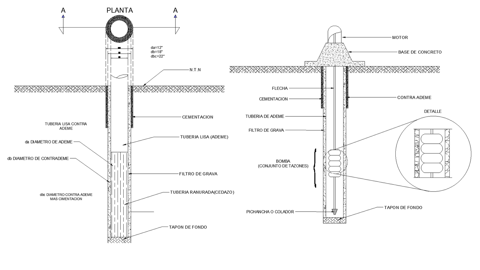 Deep well water plan detail dwg file. - Cadbull