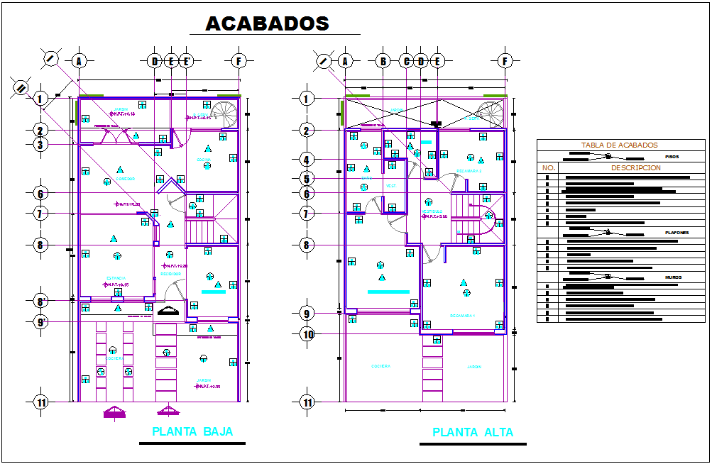 Description Detail With Floor Finishing Plan For House Dwg File Cadbull