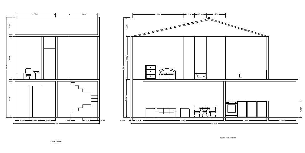 2 Storey House Section Plan - Cadbull