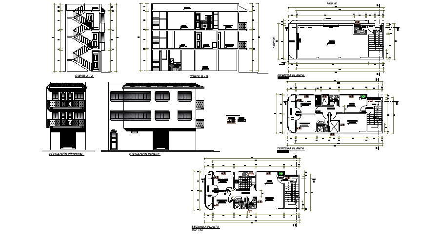 3 Storey Residential House Section Elevation In Dwg File Cadbull