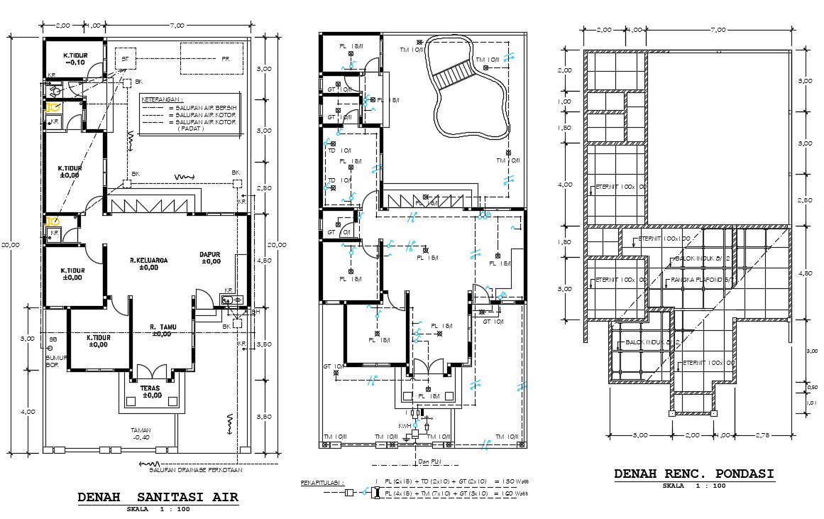 Design of bungalows plans in autocad - Cadbull