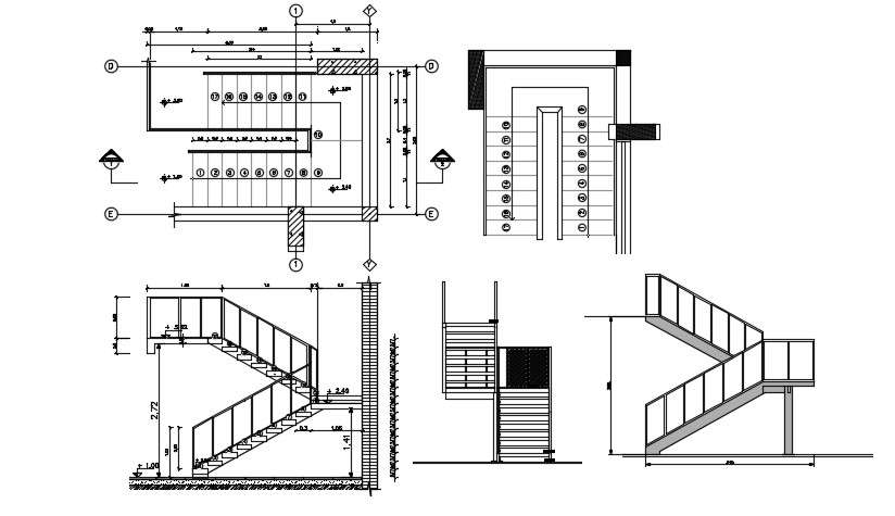 Staircase design in DWG file - Cadbull