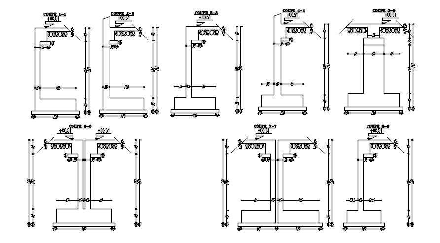 Cross Sections Of Footing Formwork Design In Detail Autocad D Drawing