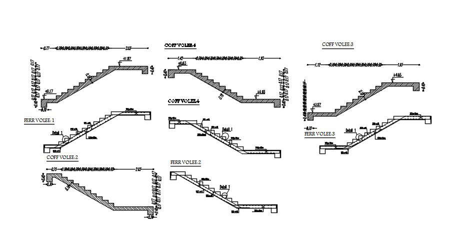 Design of staircase with formwork and reinforcement details in AutoCAD ...