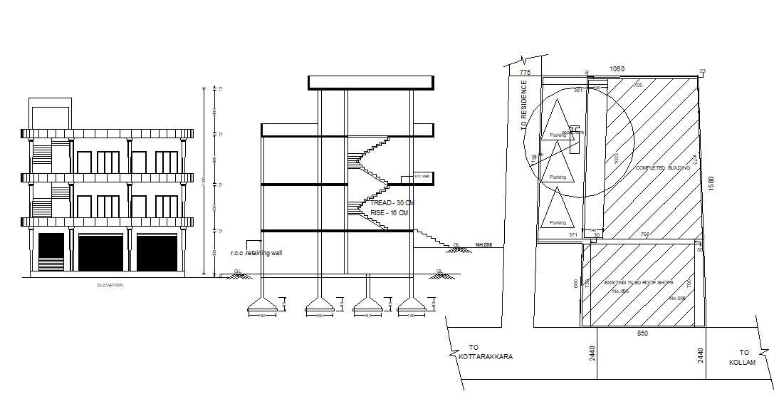 Detail Section And Elevation of Building With Key Plan AutoCAD File ...