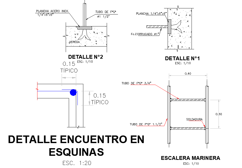 Detail encounter in corners autocad file - Cadbull