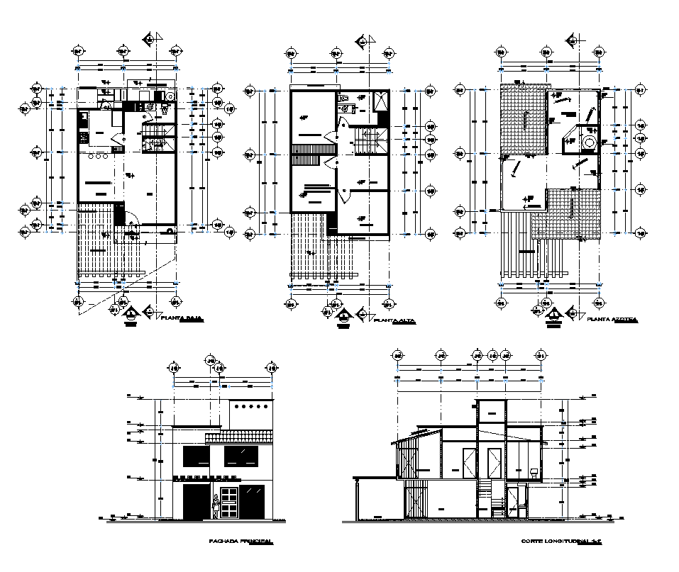 Detail Housing Building Elevation Section And Elevation 2d View Layout