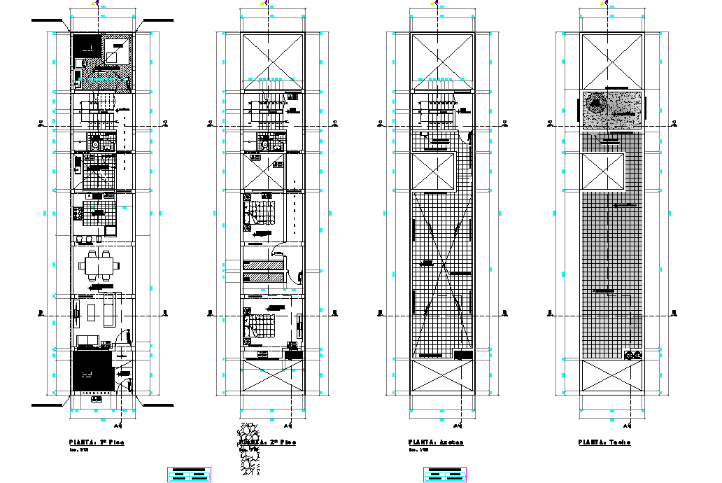 Detail of Minimalist single family housing dwg file - Cadbull