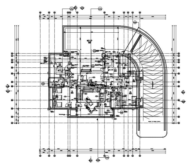 Detail of basement floor plan of a building. Cadbull