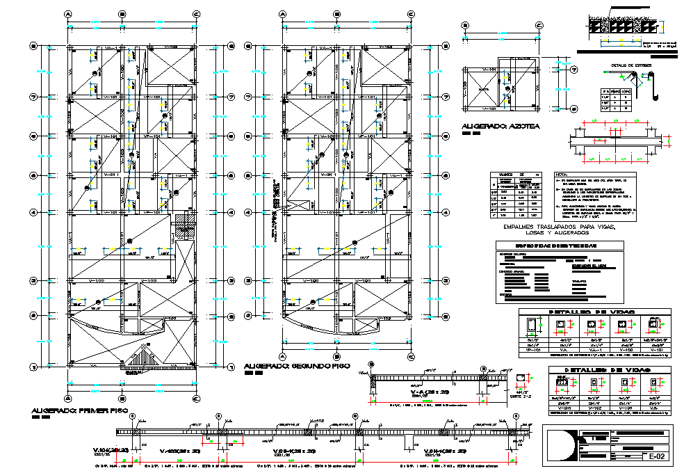 Detail of beam plan and section layout file - Cadbull