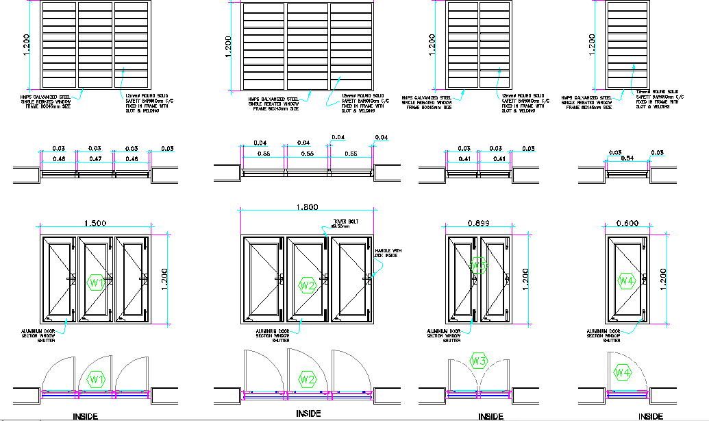 Detail Of Door And Window Dwg File - Cadbull