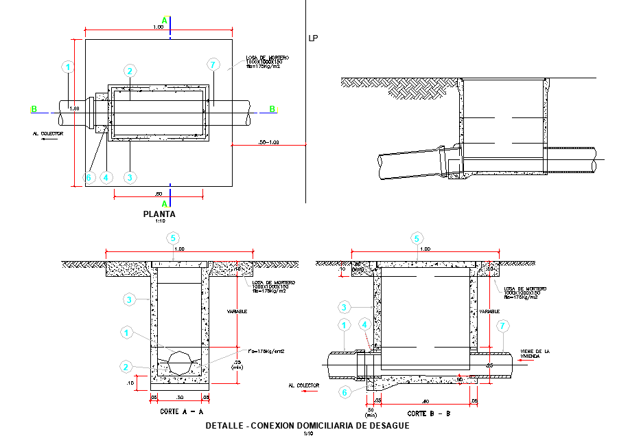 Detail of household drain connection plan dwg file - Cadbull