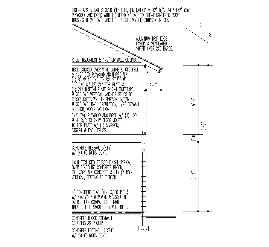 Detail wall section 2d view layout autocad file - Cadbull