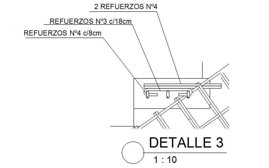 Detail 3 of the staircase design with reinforcement in AutoCAD 2D ...