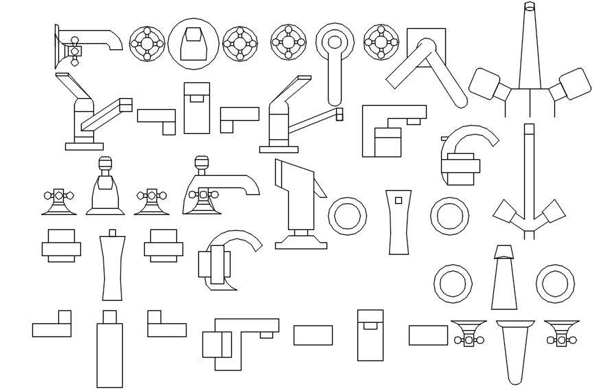 Detail drawing of faucets in AutoCAD 2D, dwg file, CAD file - Cadbull