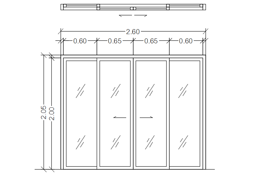 Detail Drawing Of Glass Panel Door In Autocad 2d, Dwg File, Cad File 