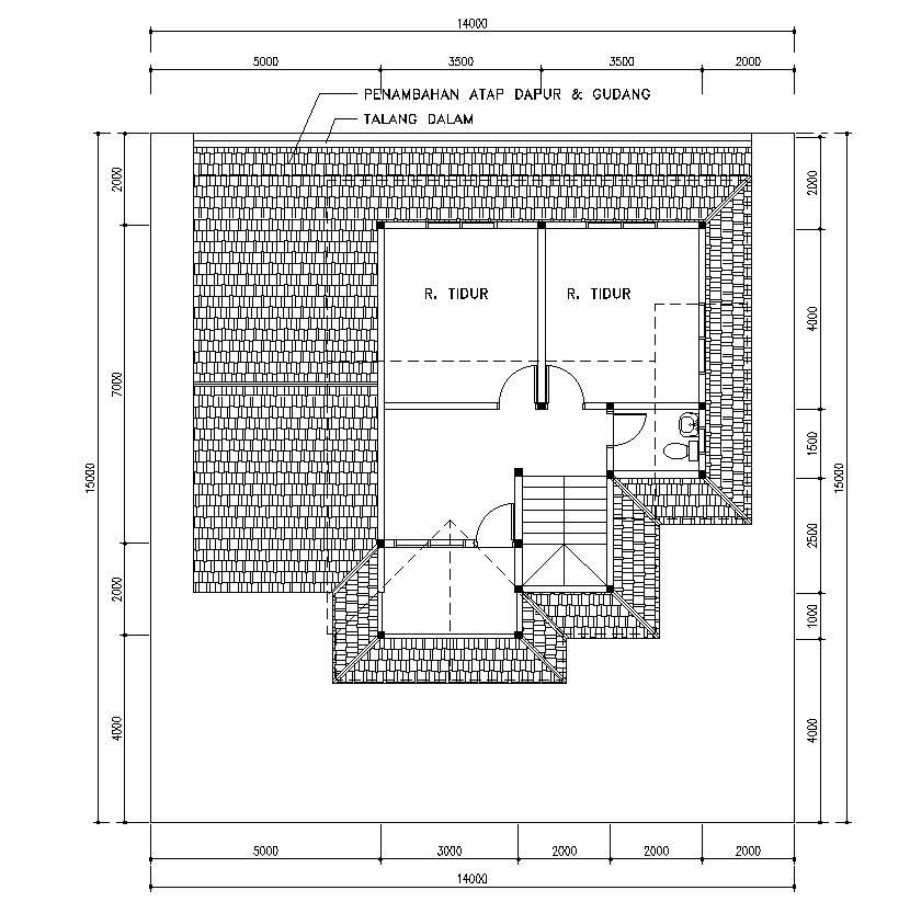 Detailed 2D drawing of roof plan of the house in AutoCAD, CAD file, dwg ...