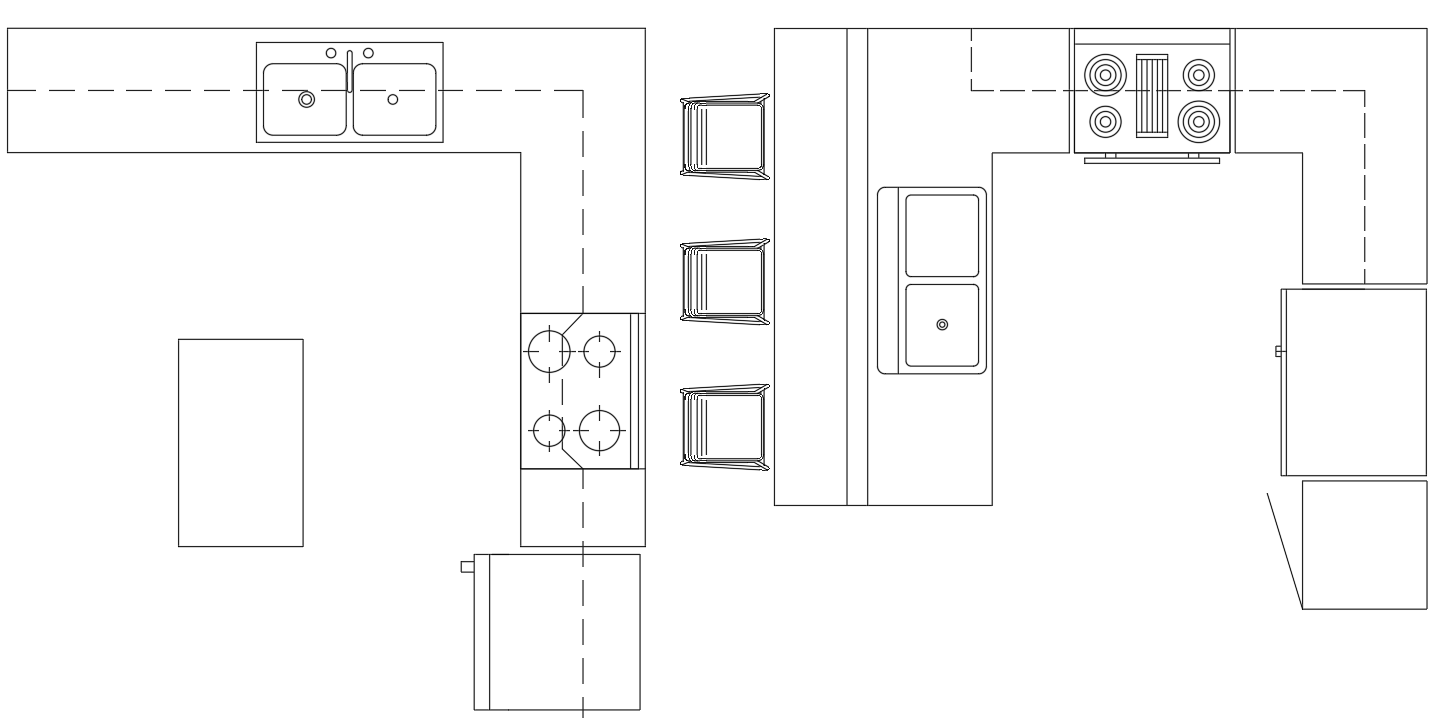 Detailed L-Shaped Kitchen Layout Plan In AutoCAD DWG File - Cadbull