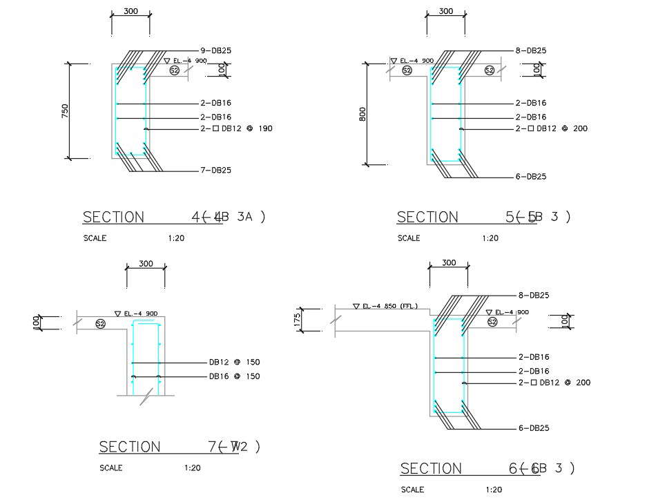 Detailed Reinforcement Section Details Are Given In This AutoCAD DWG ...