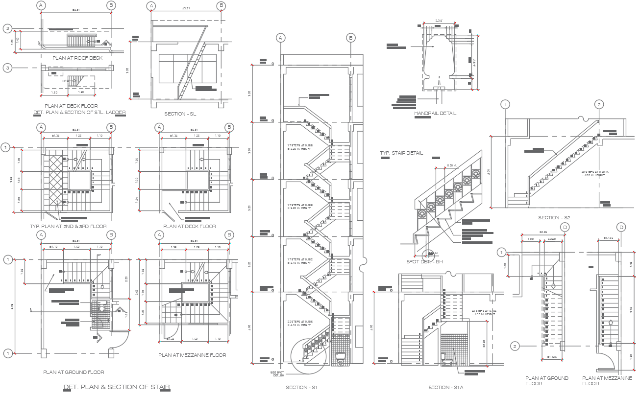 Detailed Staircase Plan with Section and Elevation Detail In AutoCAD ...