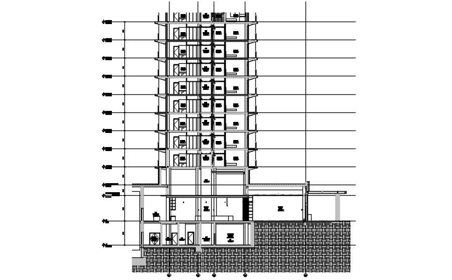 Detailed Typical section plan of G+12 Hotel building is given in this ...