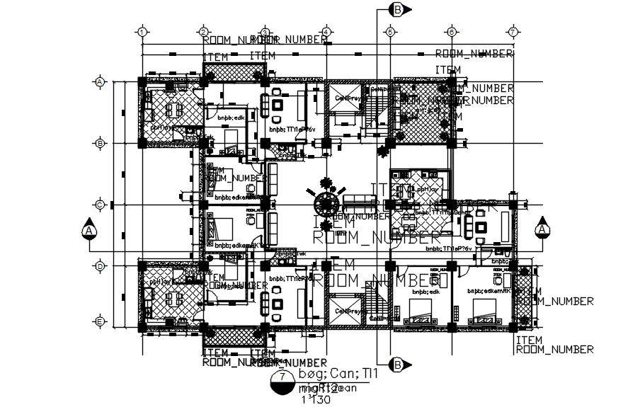 Detailed First Floor Plan Of Multistorey Building In Autocad 2d Drawing Dwg File Cad File