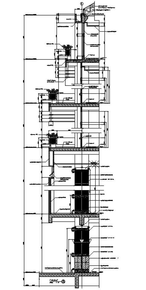 Detailed section of multistory building stated in this autocad drawing ...