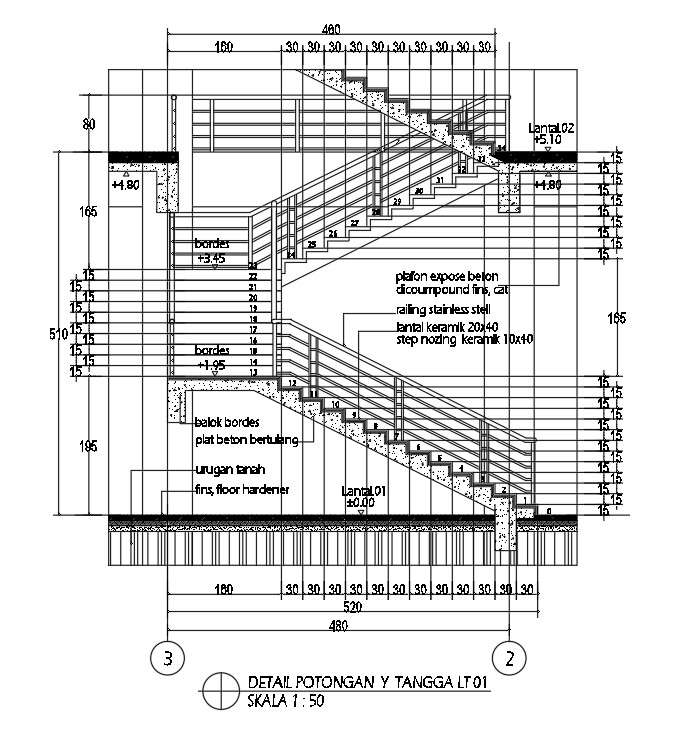 Detail of cutting of staircase is given in this Autocad drawing file ...