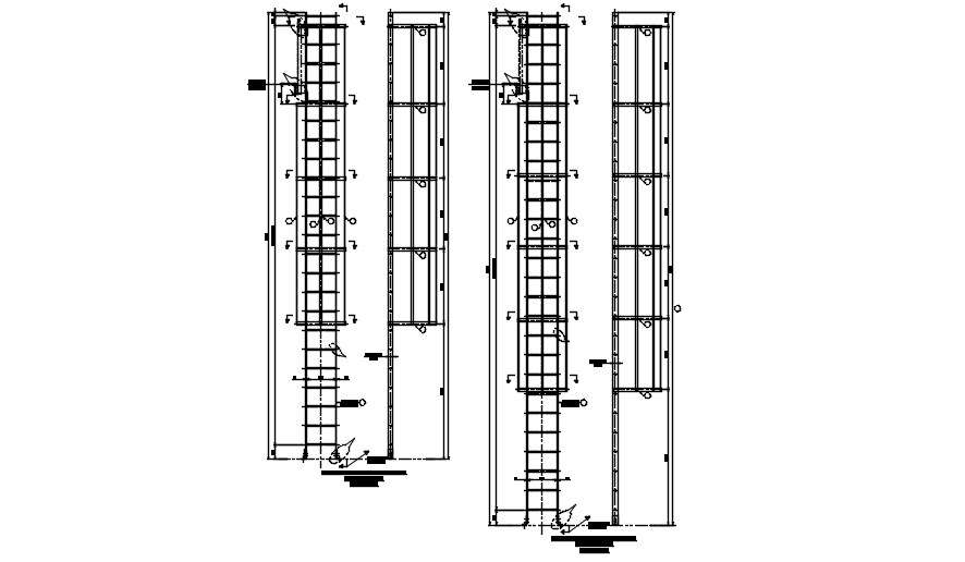 Detail of side step type ladder has given in this 2D Auotcad DWG