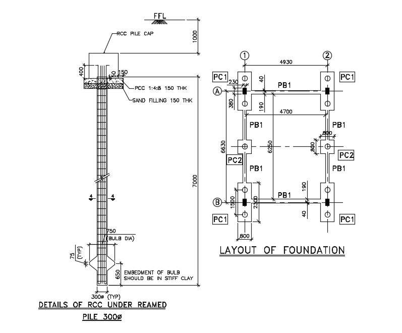 Detail of the RCC pile detail provided in this cad drawing file ...