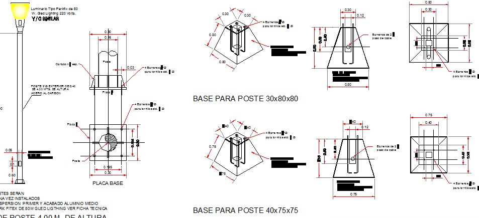 Details of steel lightning pole installation dwg file - Cadbull