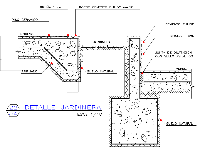 Details of tiers and pavements . - Cadbull