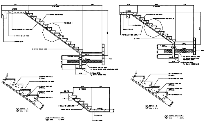 Details stair section detail dwg file - Cadbull