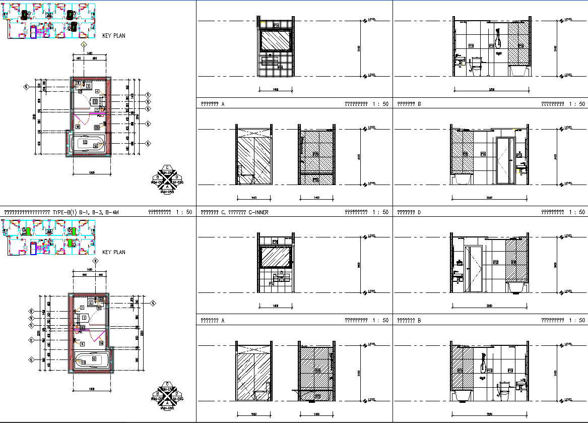 Details Drawing Of Bathroom Plan And Elevation In AutoCAD, Dwg File ...