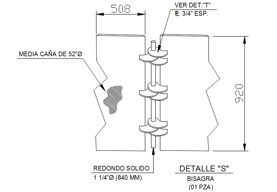 Detail section of HINGE in AutoCAD drawing, CAD file, dwg file Cadbull