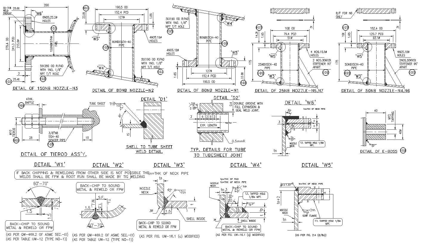 Detail section of Nozzle with joint detail DWG AutoCAD file - Cadbull