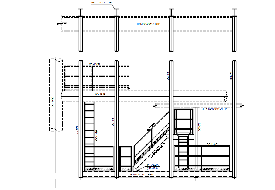 Detail section of factory structure in AutoCAD drawing, dwg file, CAD ...