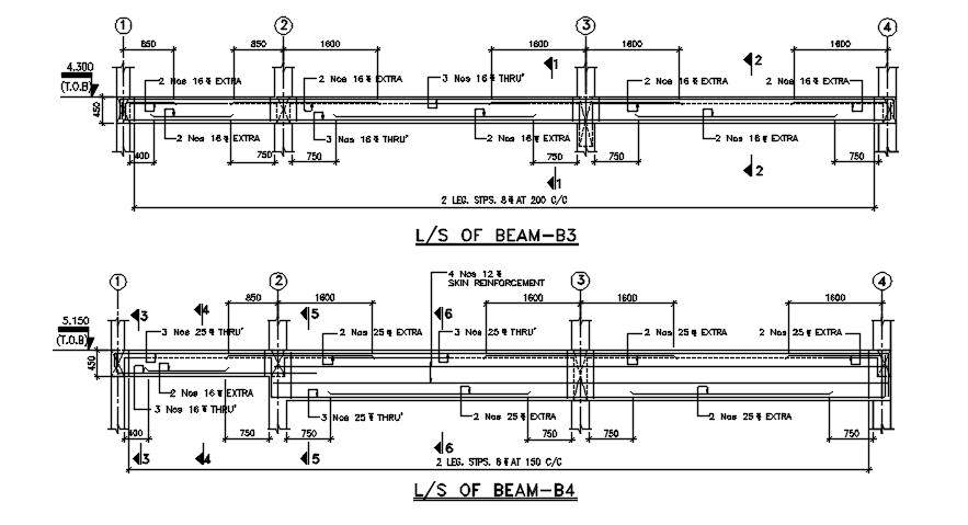 Details of Longitudinal section of beam were given in this Autocad 2D ...