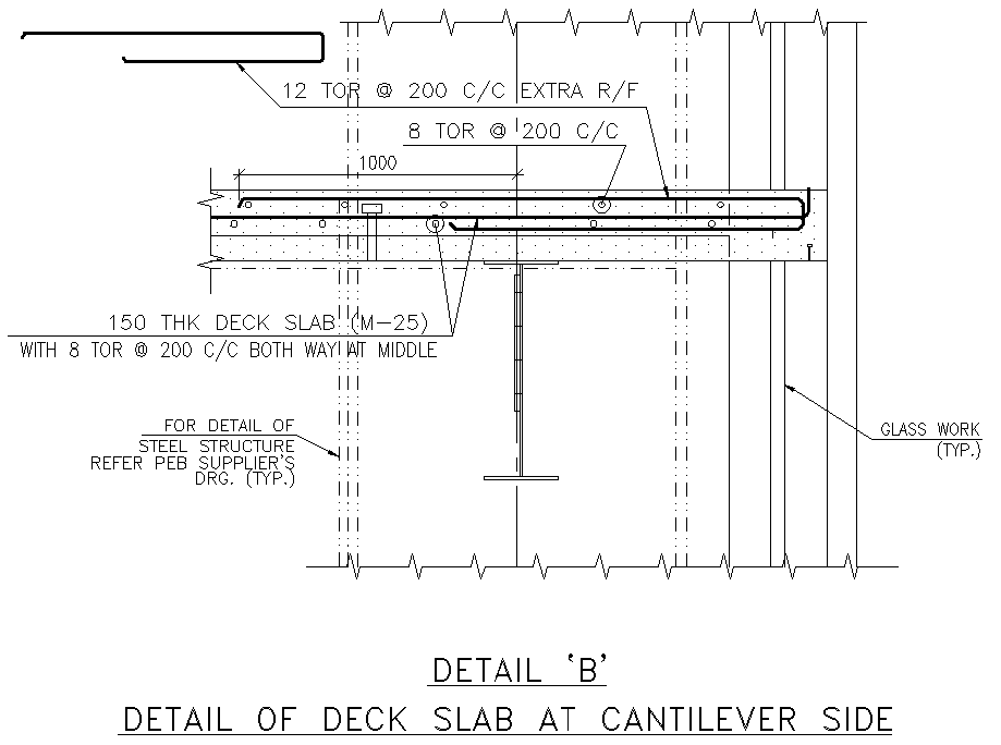 Details of deck slab at cantilever side dwg autocad drawing . - Cadbull