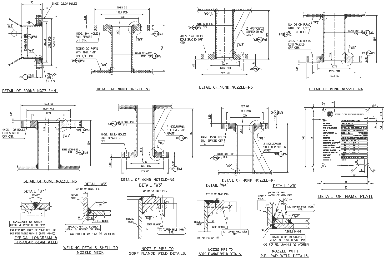 Details of different size nozzle DWG AutoCAD drawing - Cadbull