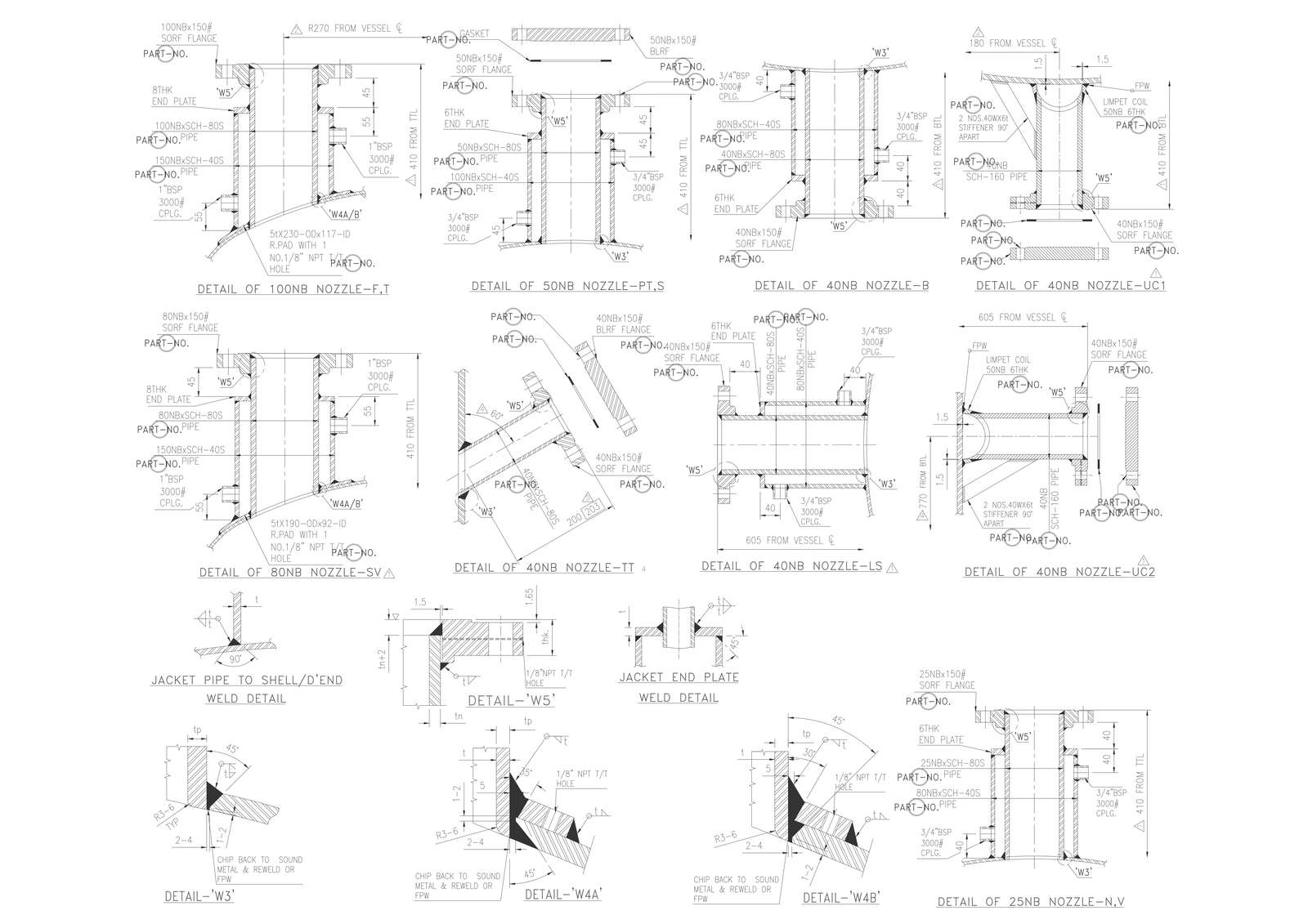 Details of different types of nozzle details dwg autocad drawing ...