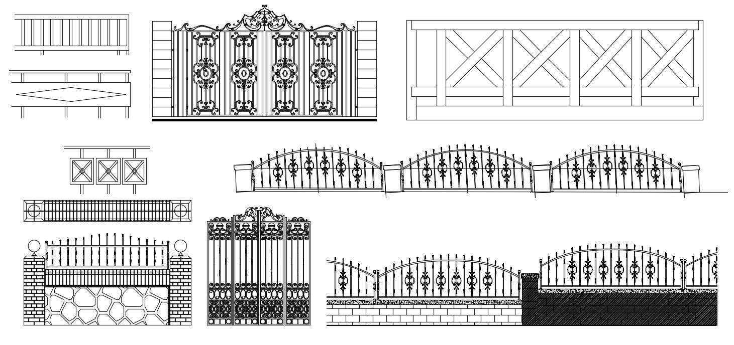 Different Style Railing Design 2d CAD Drawing Free ...